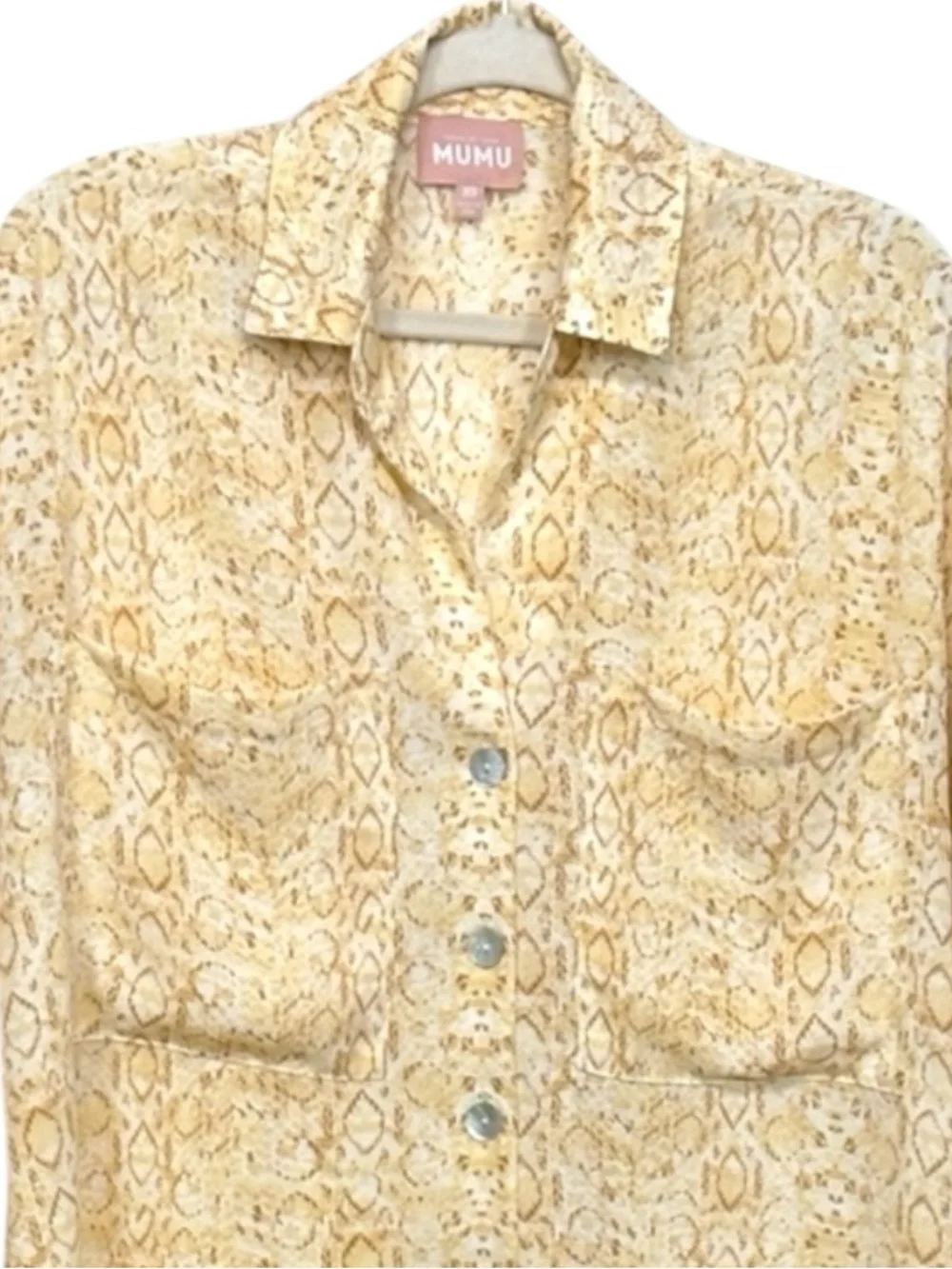 Show Me Your Mumu Johns Desert Yellow Snake Print Button Down Top Shirt XS